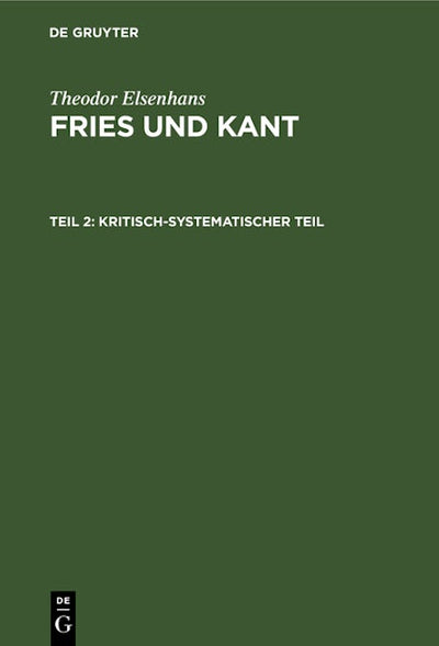 Kritisch-systematischer Teil