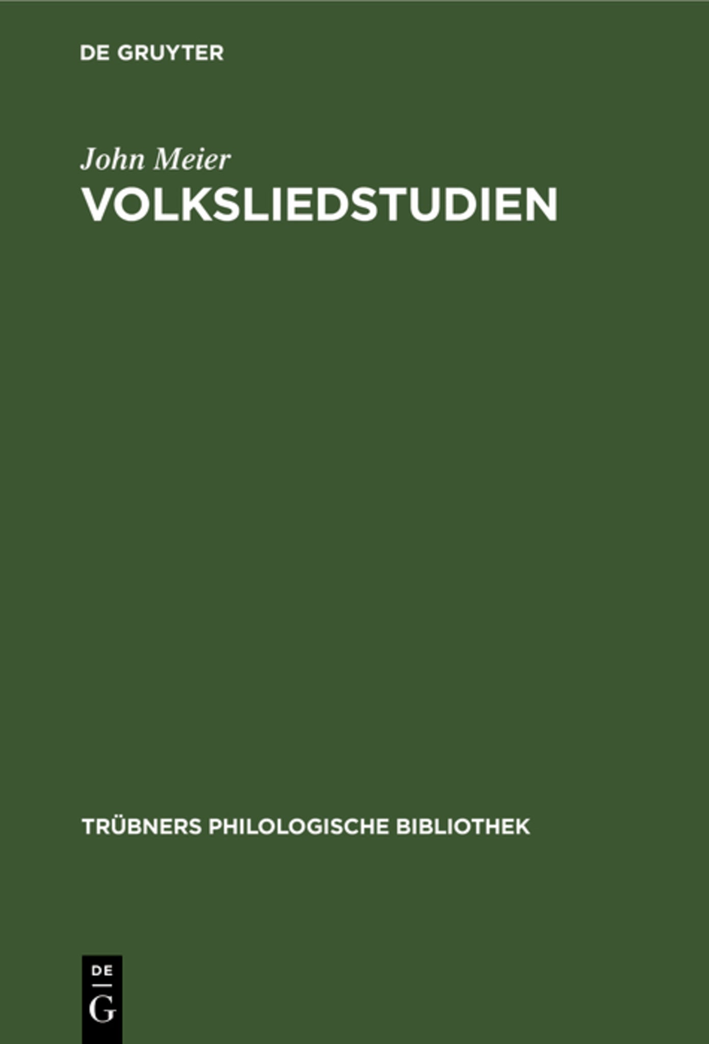 Cover image for Volksliedstudien ISBN 9783111182766
