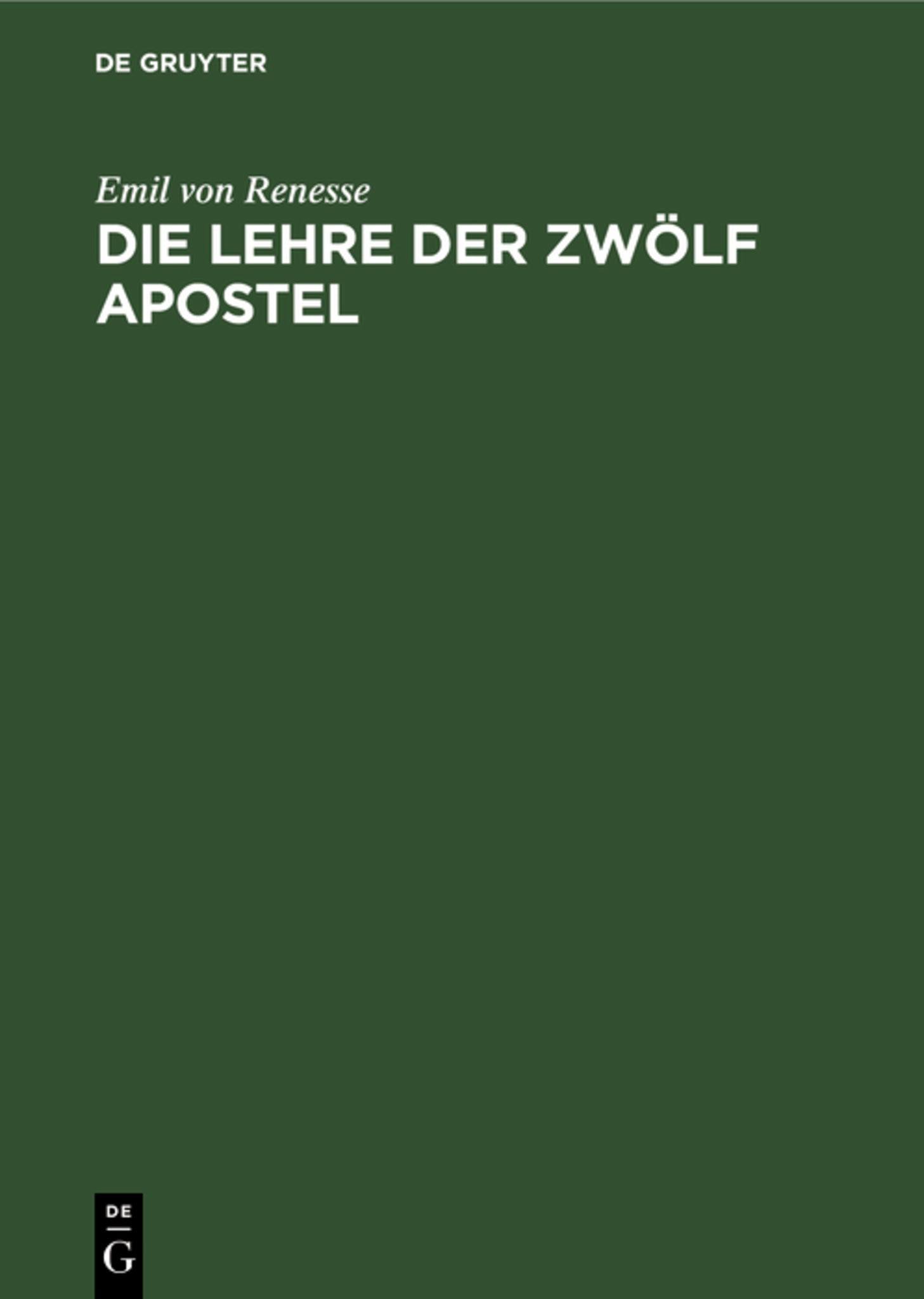 Cover image for Die Lehre der zwölf Apostel ISBN 9783111183558