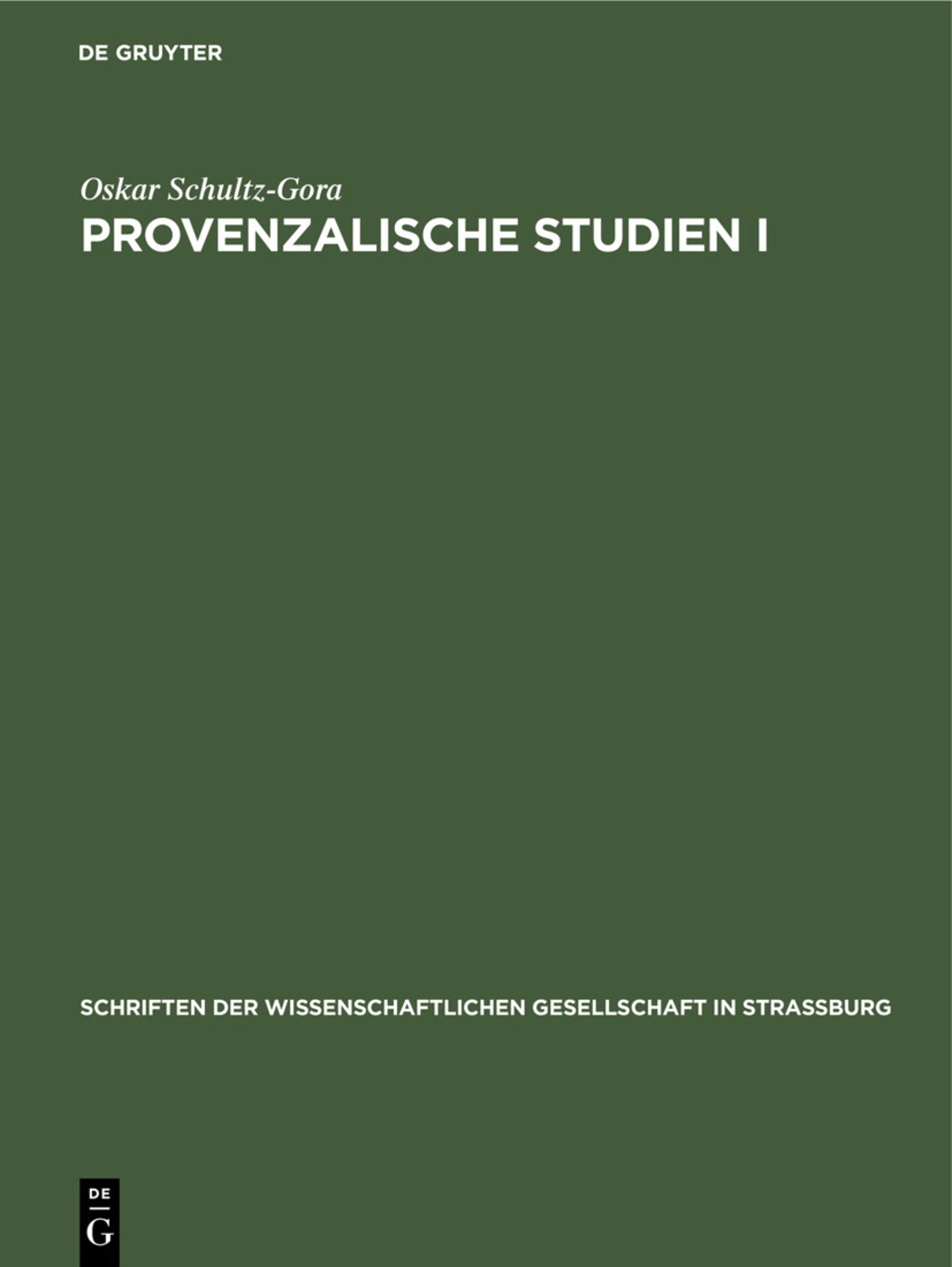Cover image for Provenzalische Studien I ISBN 9783111184586