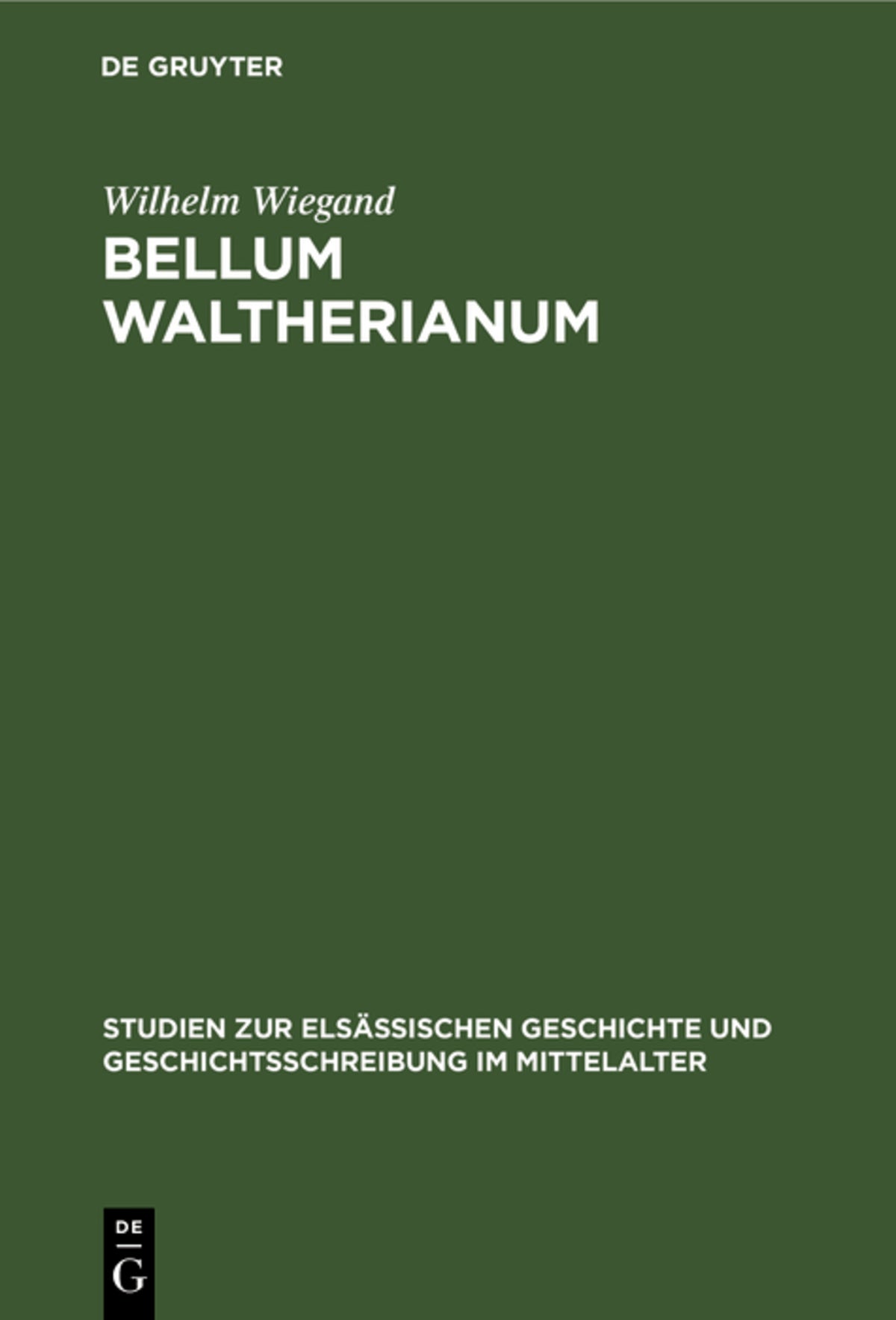 Cover image for Bellum waltherianum ISBN 9783111186399