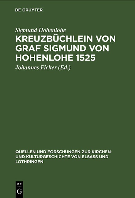 Kreuzbüchlein von Graf Sigmund von Hohenlohe 1525