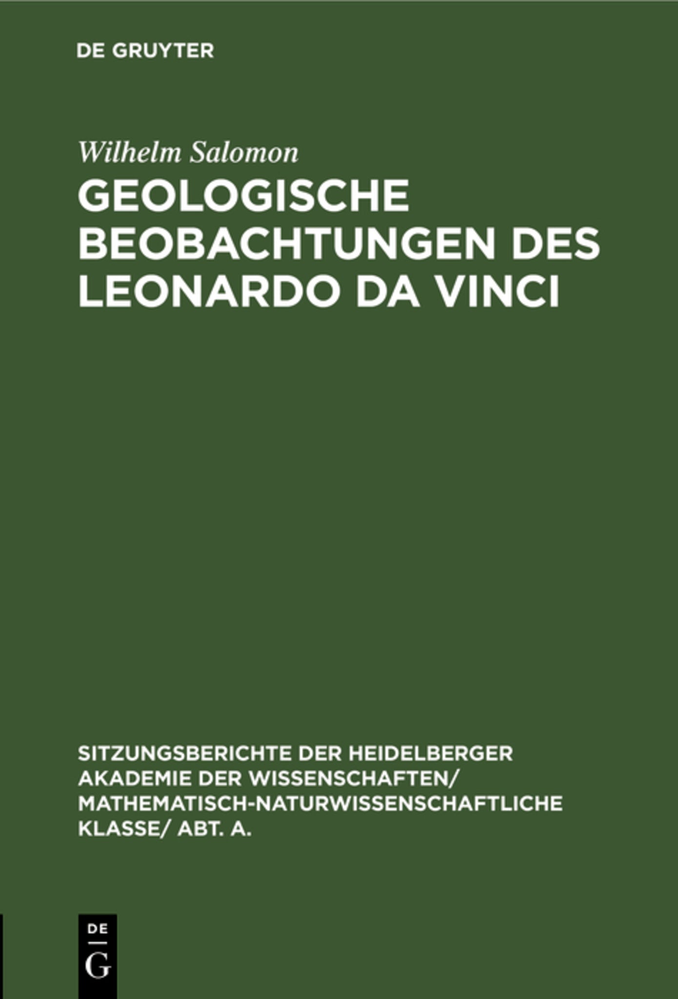 Cover image for Geologische Beobachtungen des Leonardo da Vinci ISBN 9783111189369