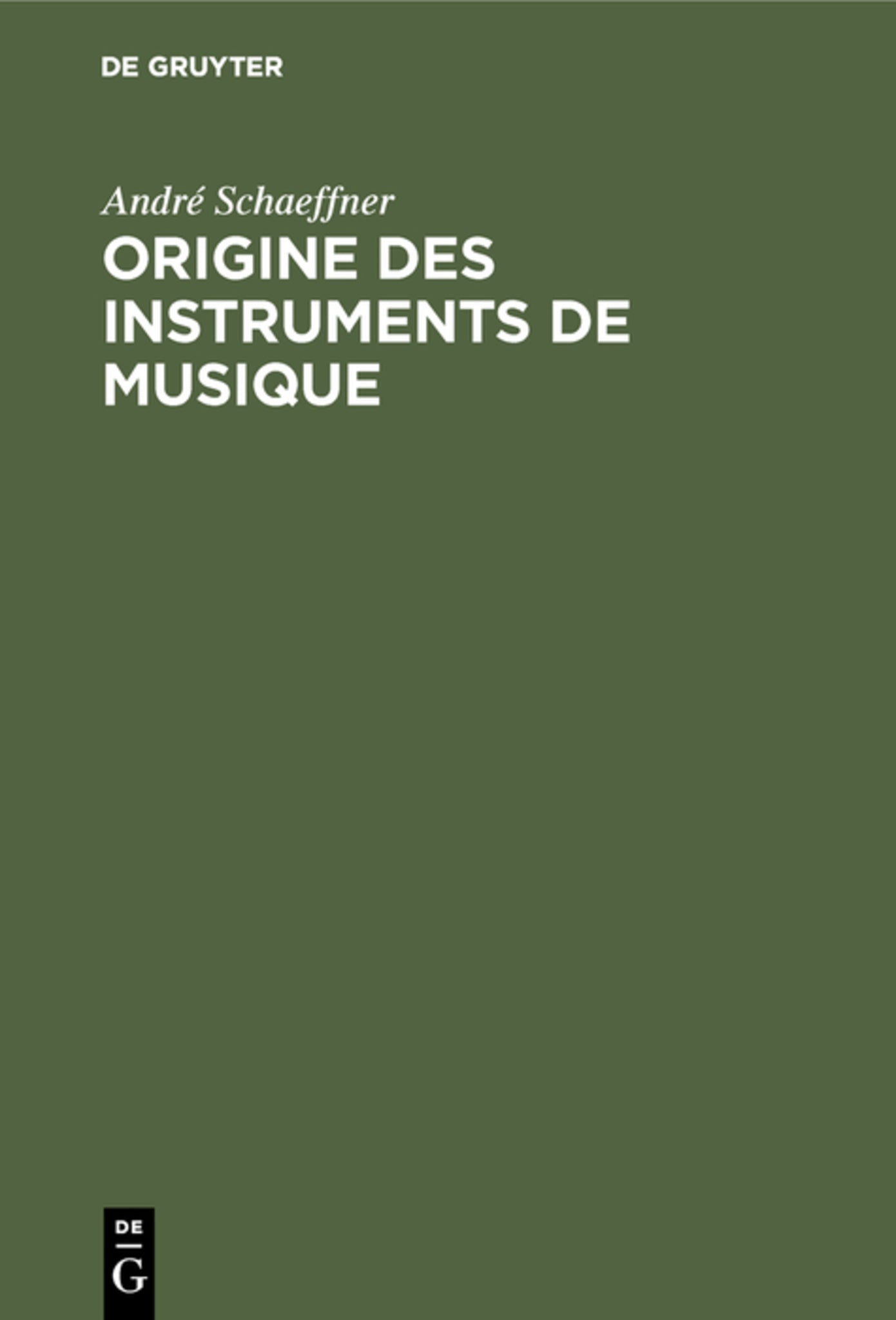 Cover image for Origine des instruments de musique ISBN 9783111189925