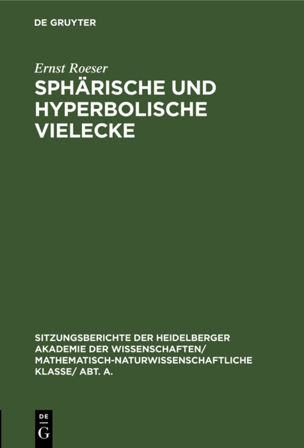 Cover image for Sphärische und hyperbolische Vielecke ISBN 9783111190419