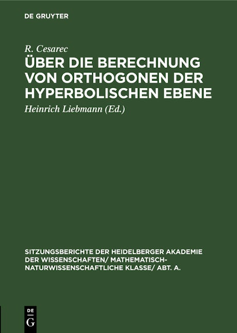 Über die Berechnung von Orthogonen der hyperbolischen Ebene