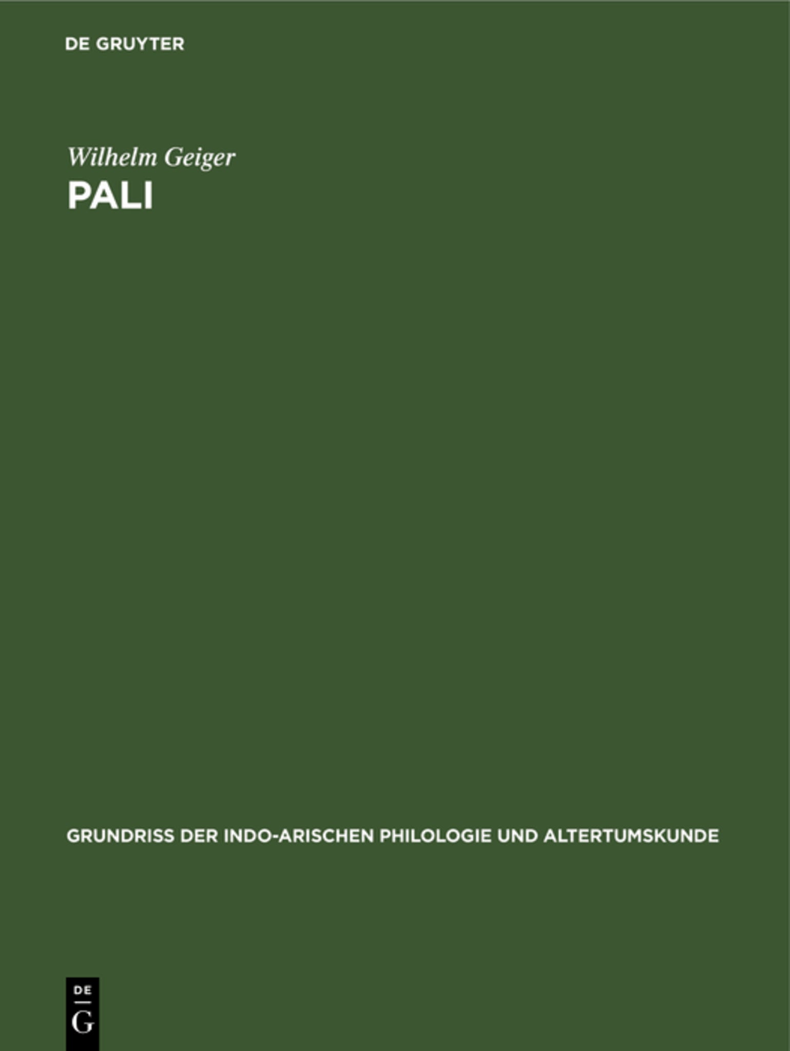Cover image for Pali ISBN 9783111192666