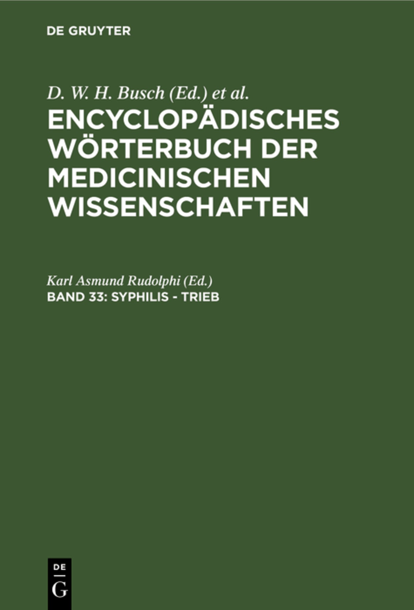 Cover image for Syphilis - Trieb ISBN 9783111193205