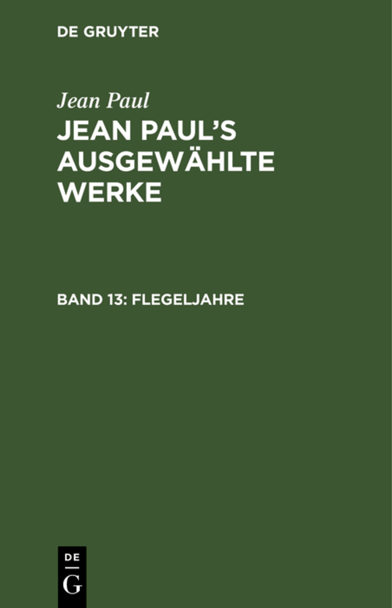 Cover image for Flegeljahre ISBN 9783111193588