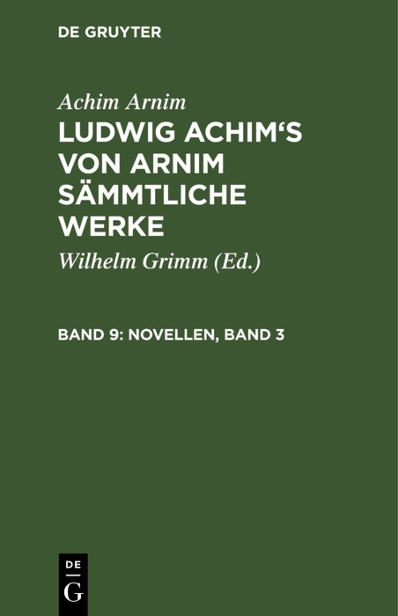 Cover image for Novellen, Band 3 ISBN 9783111193984