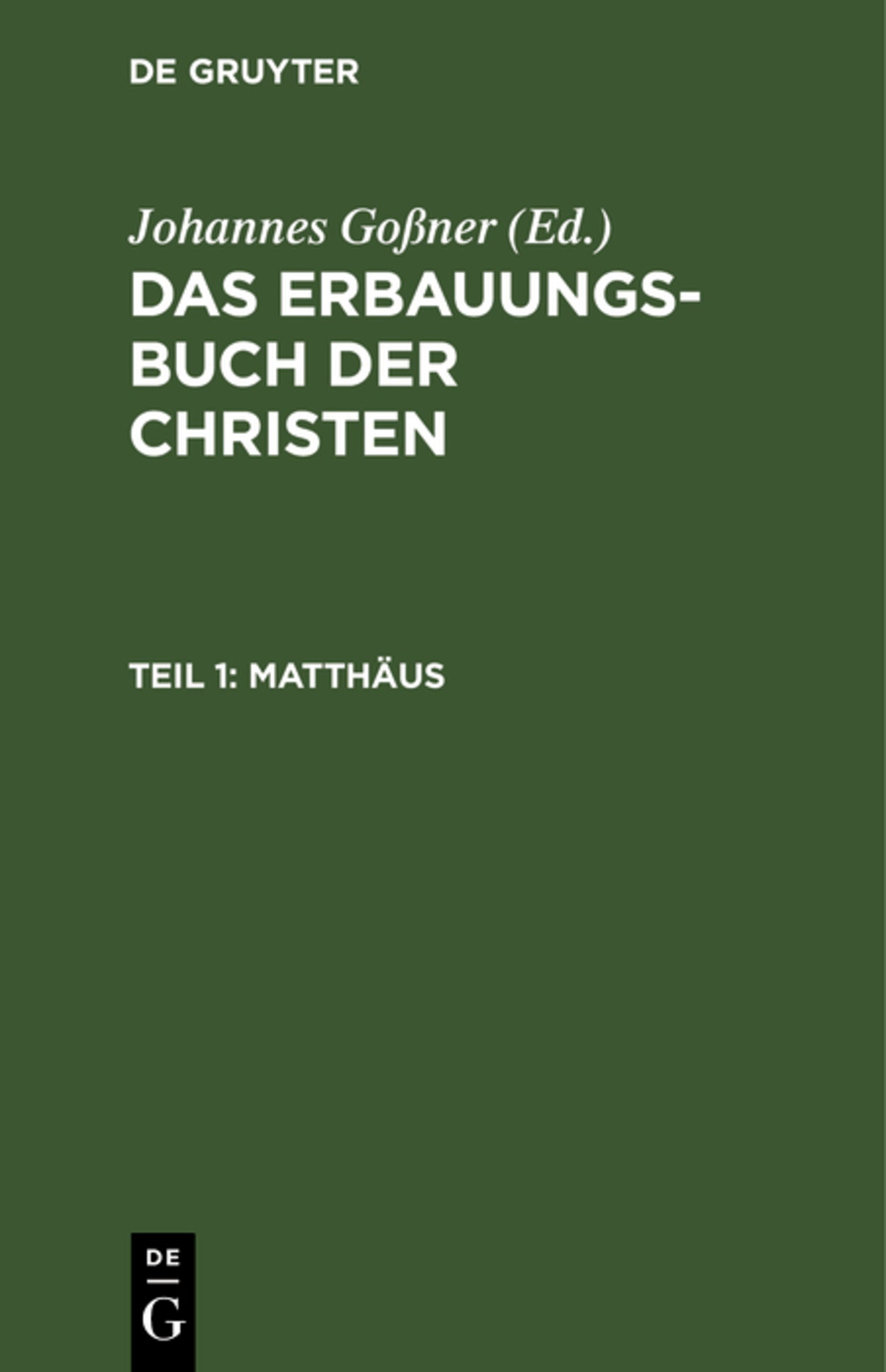 Cover image for Matthäus ISBN 9783111194691