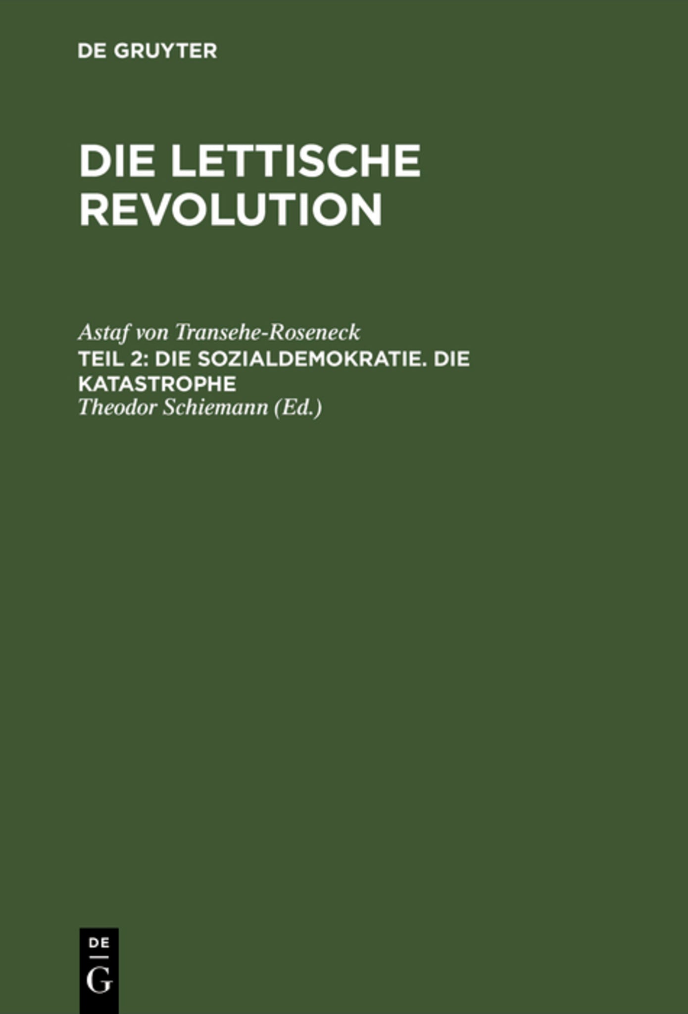 Cover image for Die Sozialdemokratie. Die Katastrophe ISBN 9783111195407