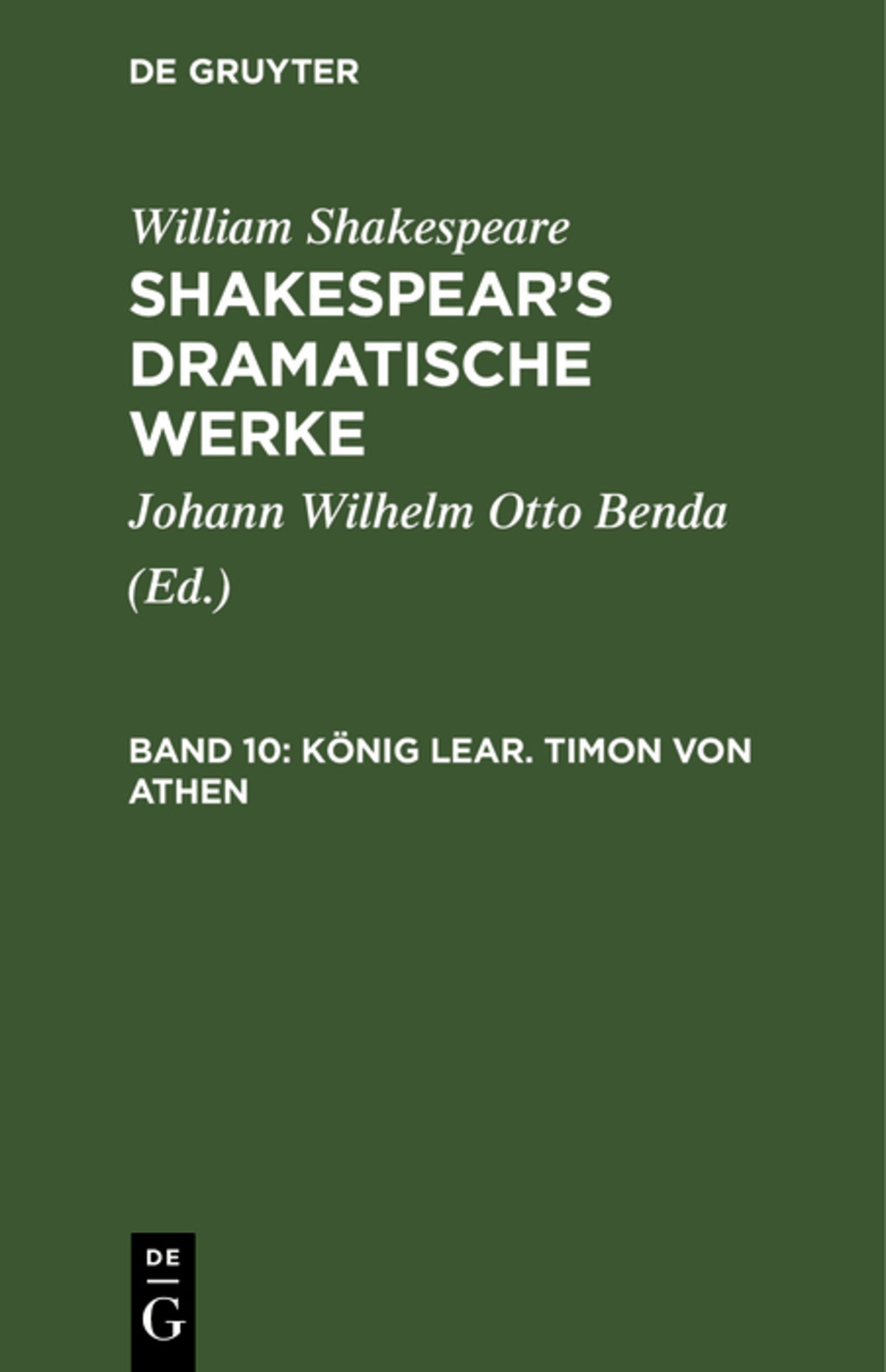 Cover image for König Lear. Timon von Athen ISBN 9783111196404