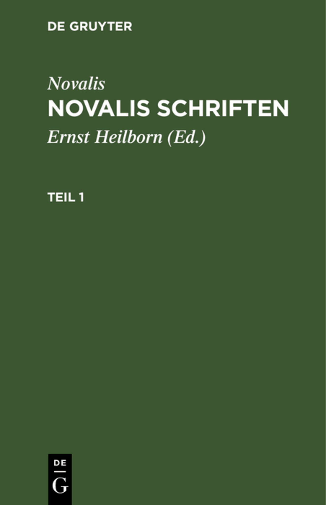 Cover image for Novalis: Novalis Schriften. Teil 1 ISBN 9783111197135