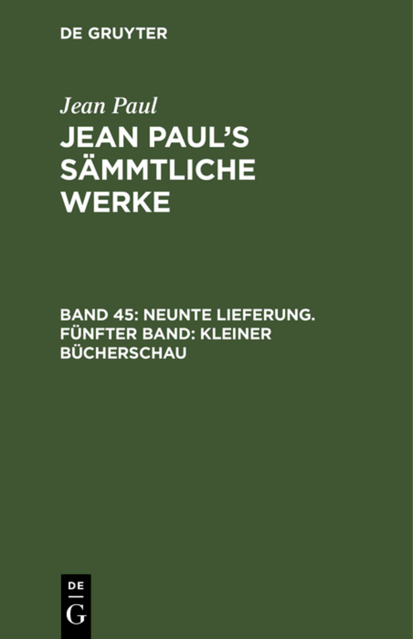 Cover image for Neunte Lieferung. Fünfter Band: Kleiner Bücherschau ISBN 9783111199573