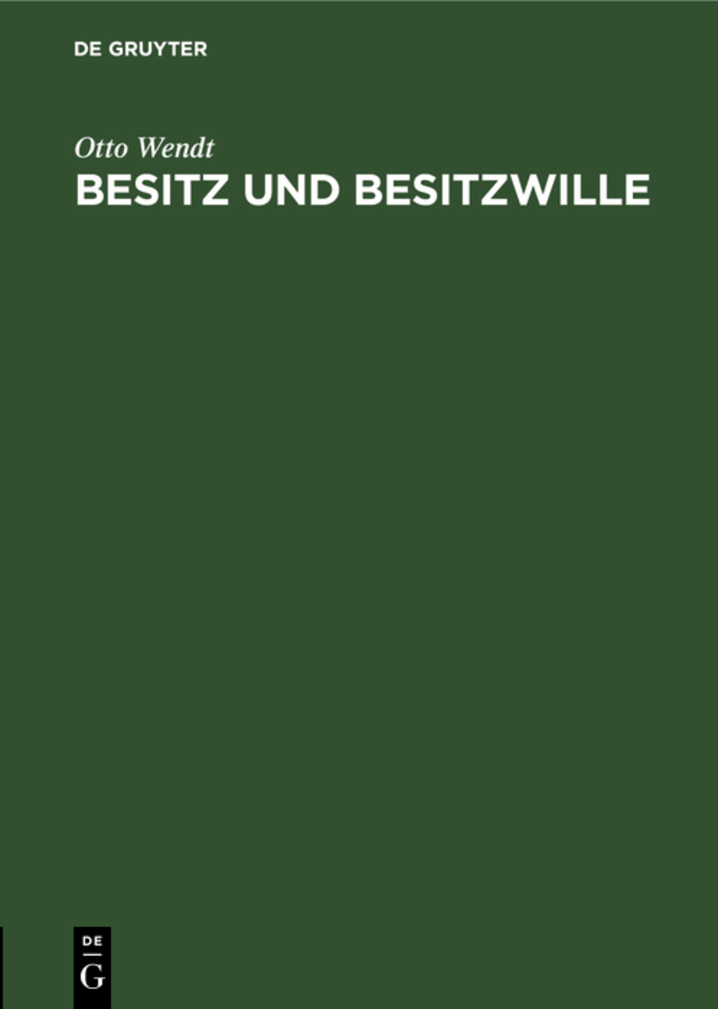 Cover image for Besitz und Besitzwille ISBN 9783111200446