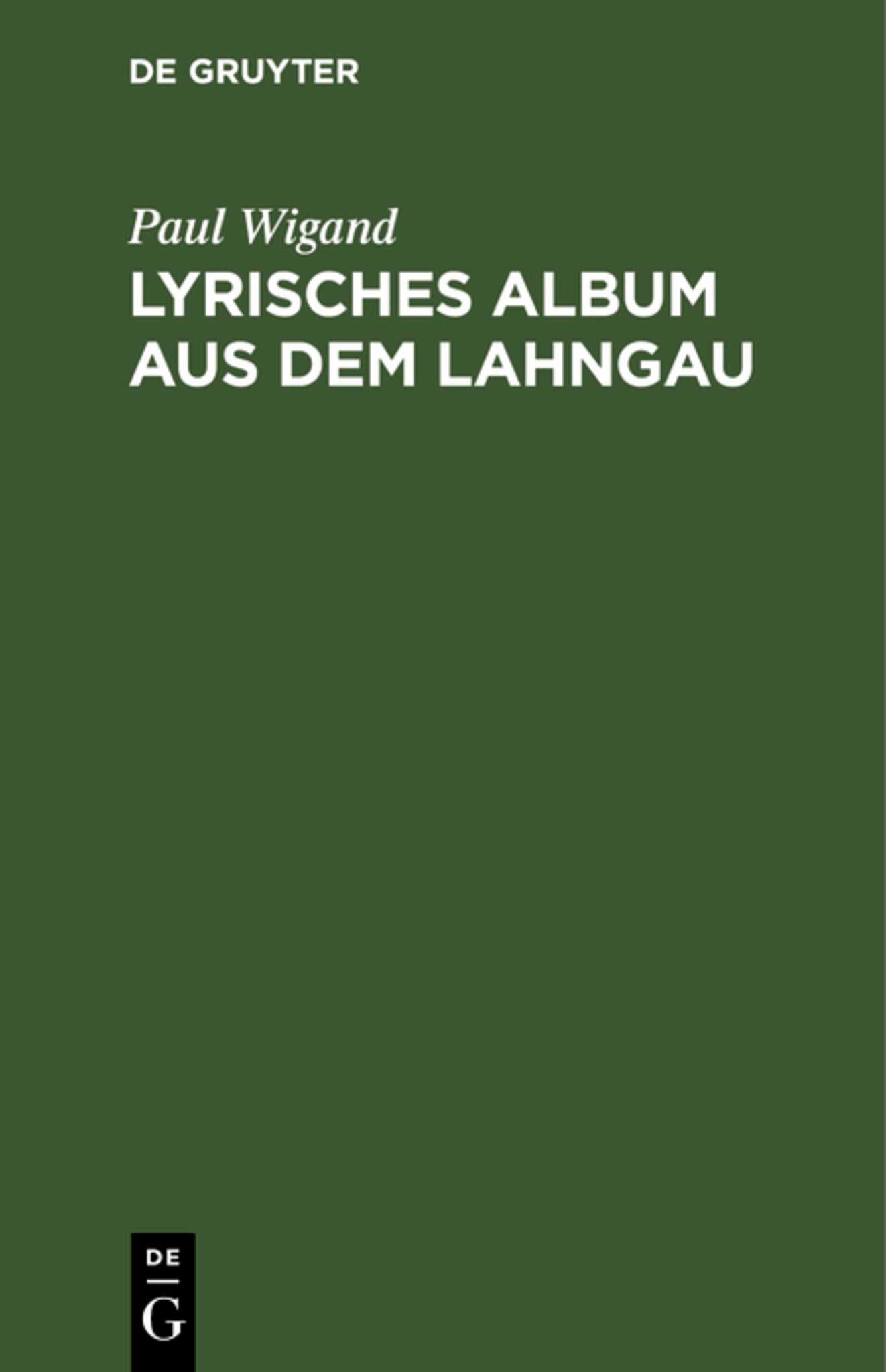 Cover image for Lyrisches Album aus dem Lahngau ISBN 9783111200477