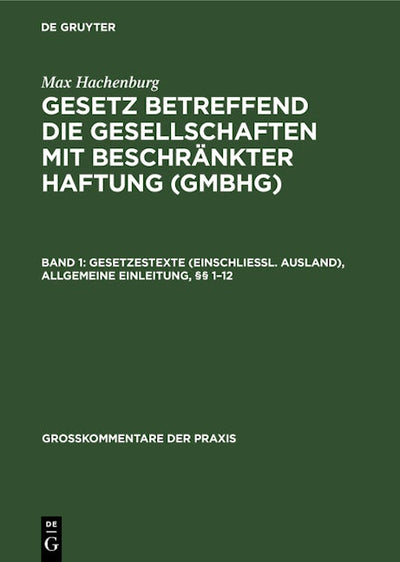 Gesetzestexte (einschließl. Ausland), Allgemeine Einleitung, §§ 1–12