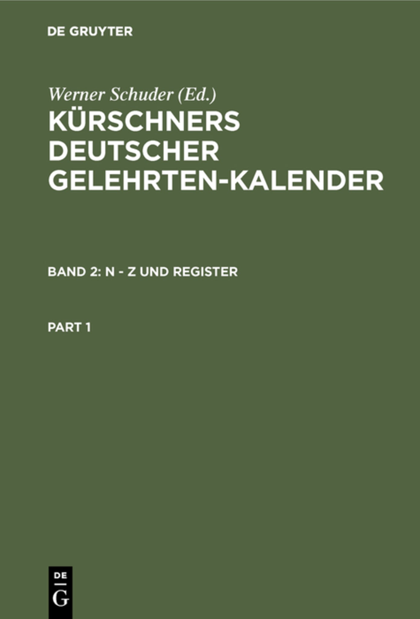 Cover image for N - Z und Register ISBN 9783111202419