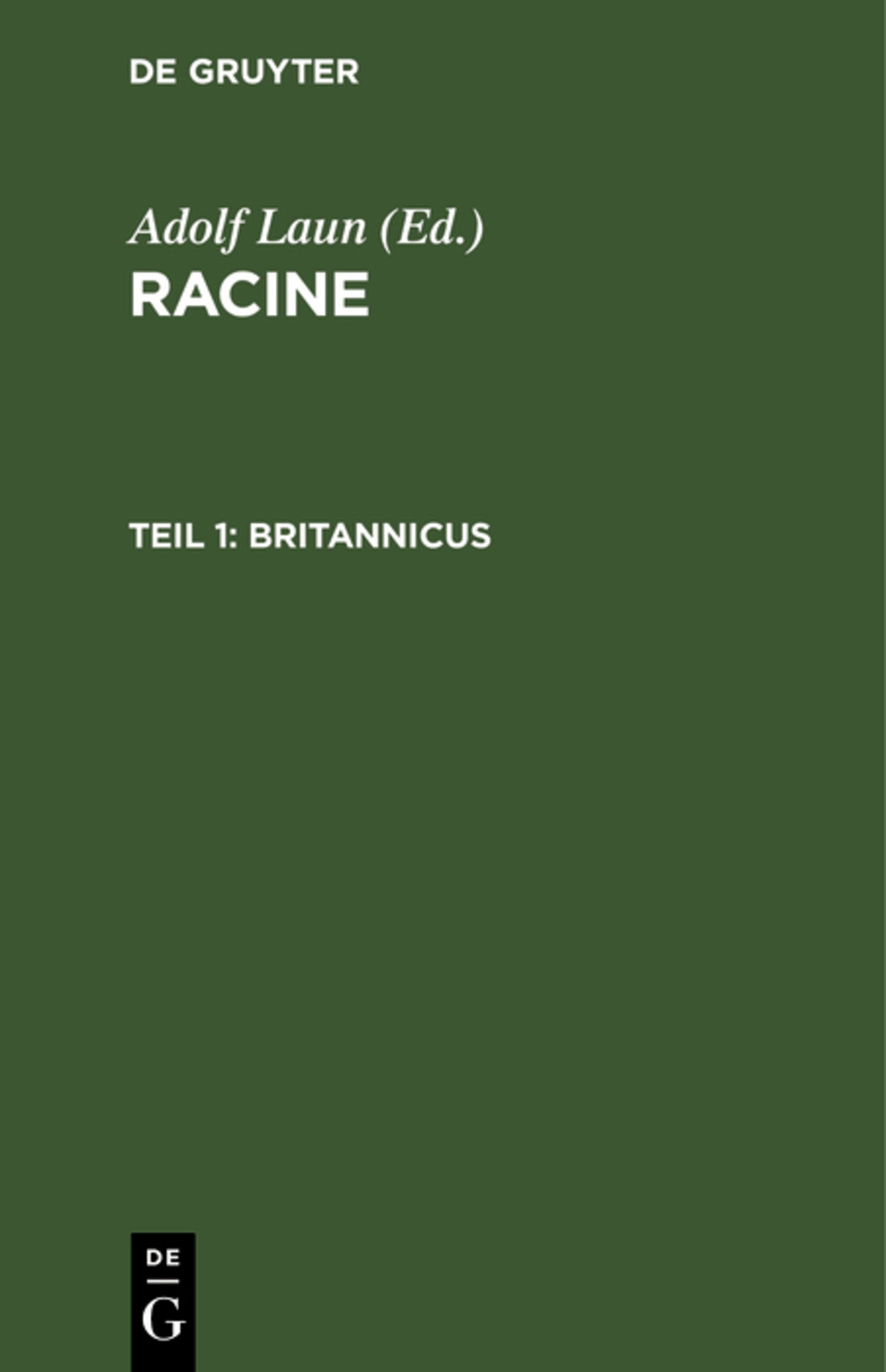 Cover image for Britannicus ISBN 9783111202501