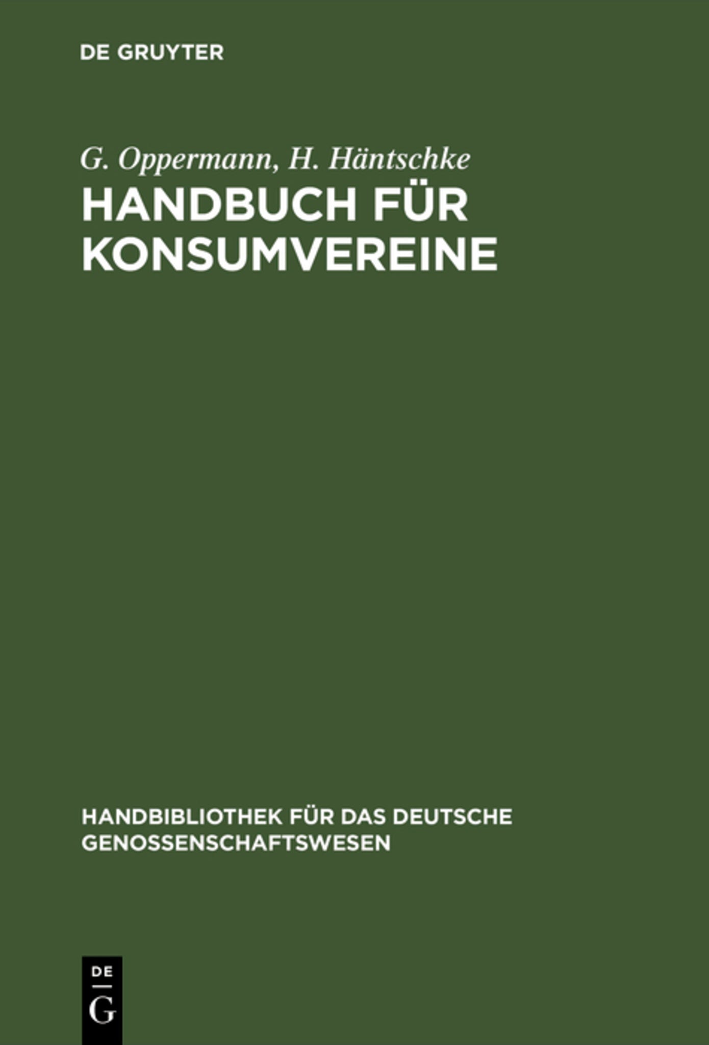 Cover image for Handbuch für Konsumvereine ISBN 9783111202525