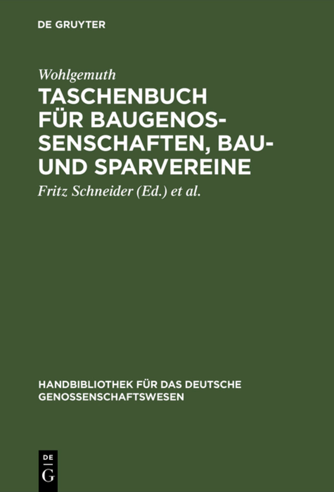 Cover image for Taschenbuch für Baugenossenschaften, Bau- und Sparvereine ISBN 9783111202594