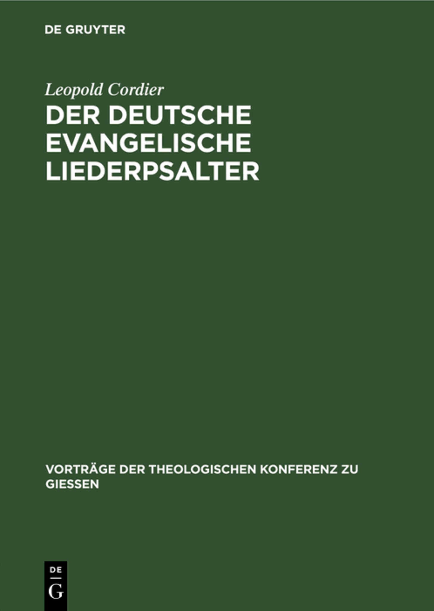 Cover image for Der deutsche evangelische Liederpsalter ISBN 9783111203201