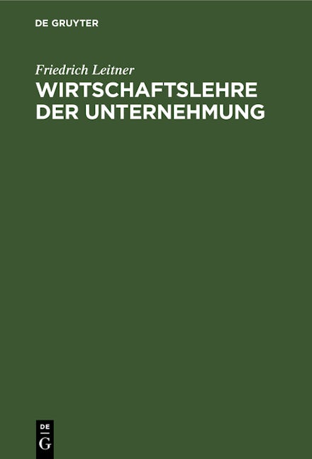 Wirtschaftslehre der Unternehmung