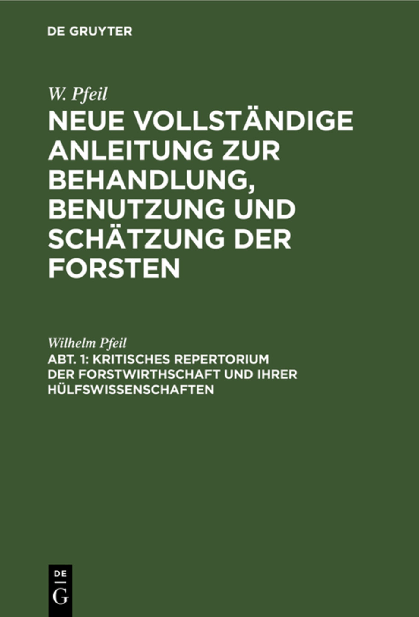 Cover image for Kritisches Repertorium der Forstwirthschaft und ihrer Hülfswissenschaften ISBN 9783111206004