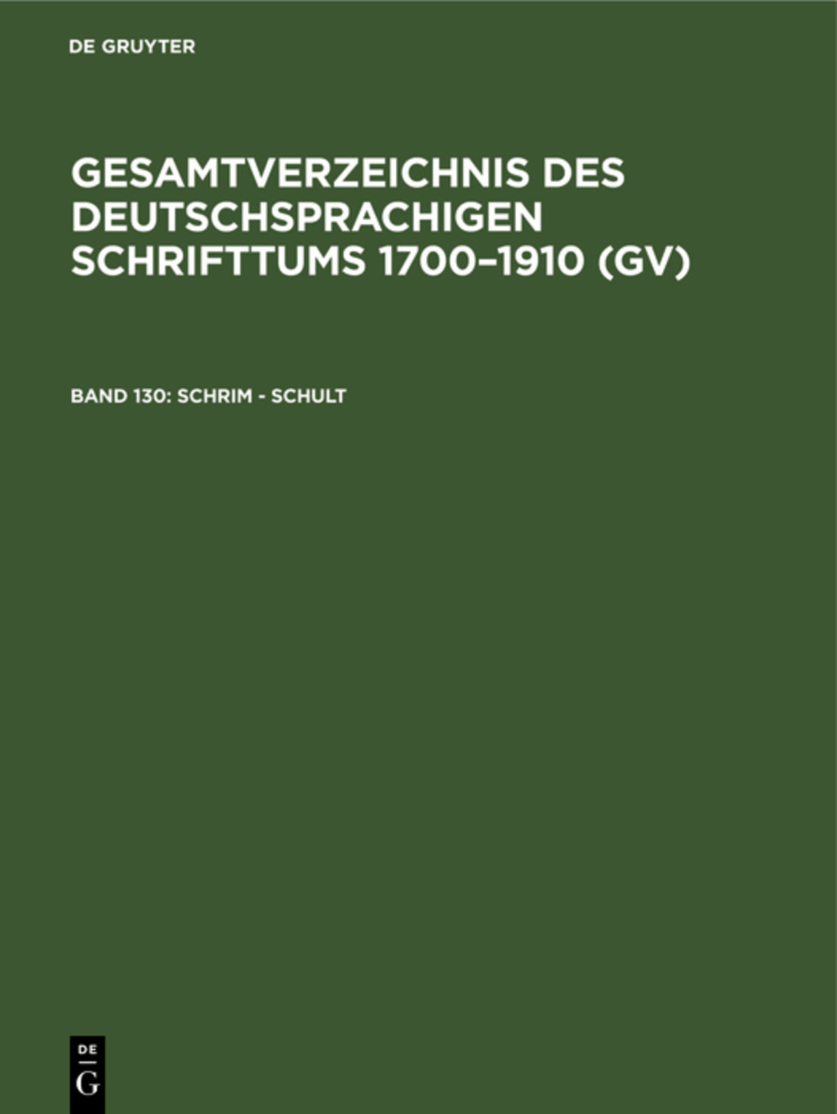 Cover image for Schrim - Schult ISBN 9783111206363