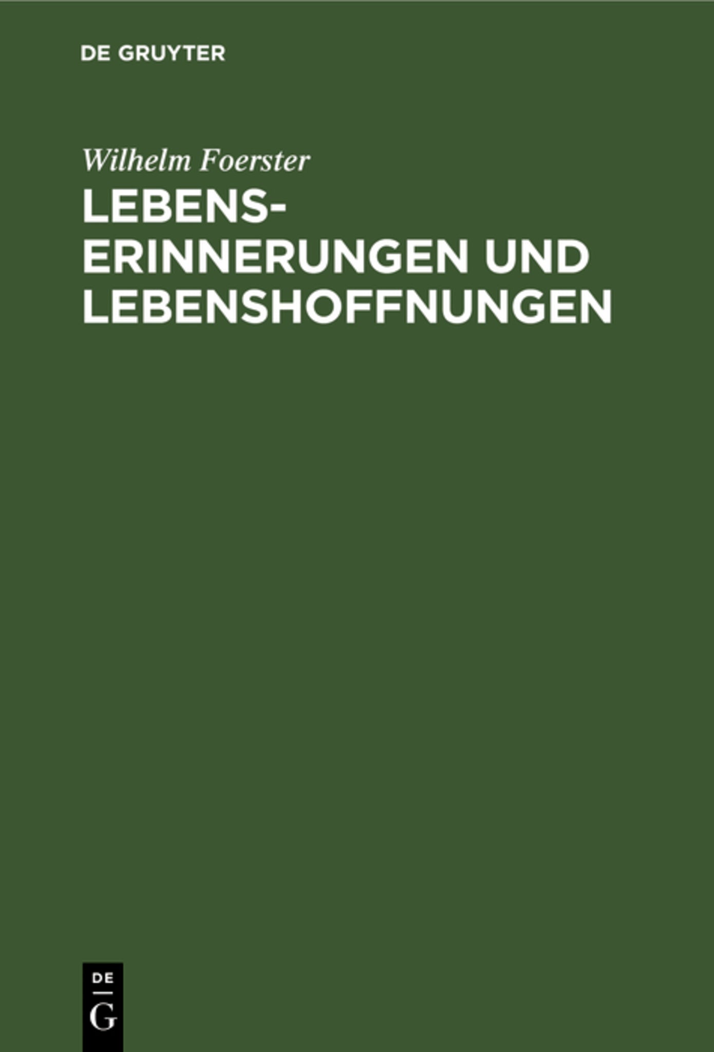 Cover image for Lebenserinnerungen und Lebenshoffnungen ISBN 9783111207179
