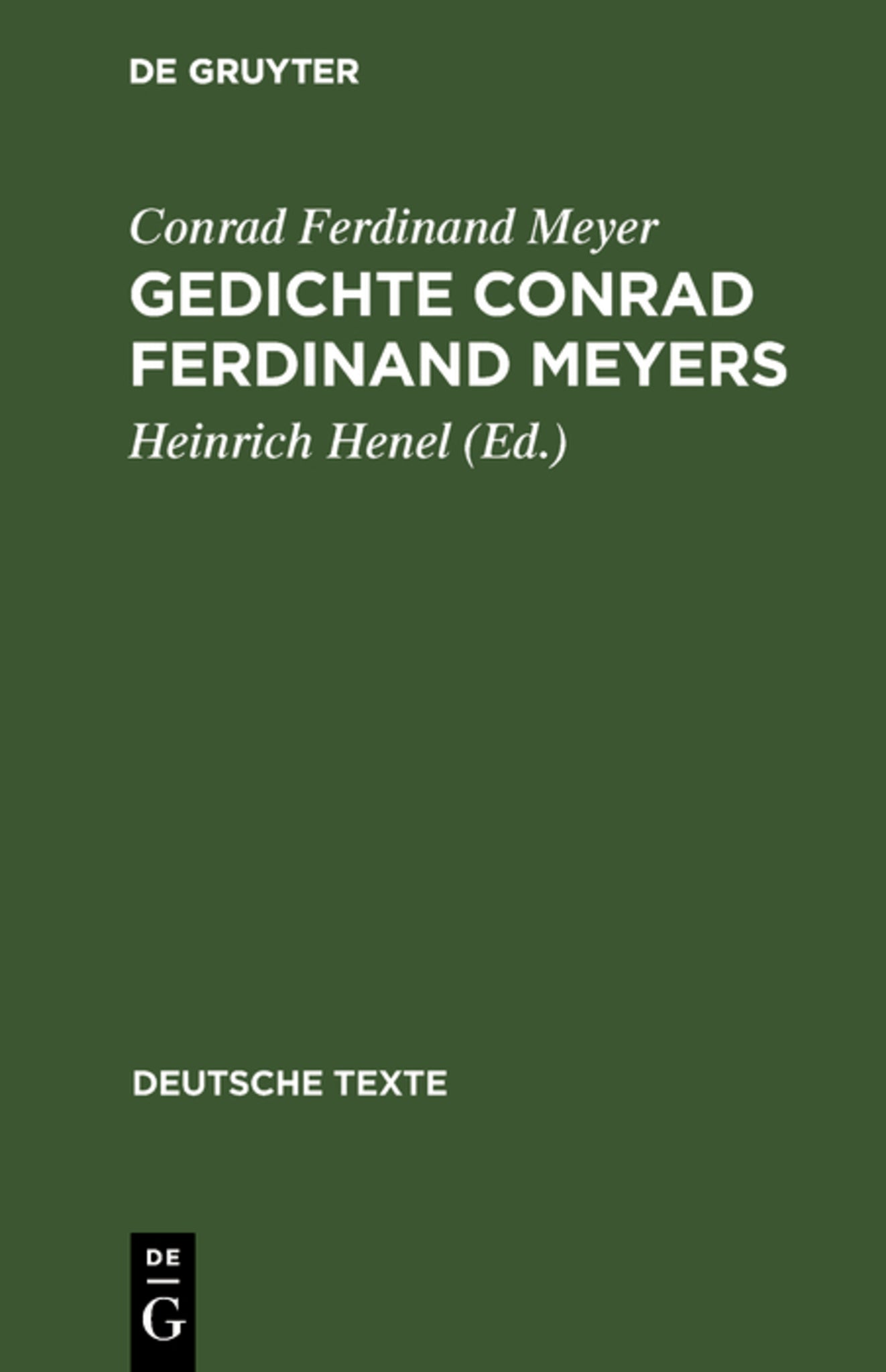 Cover image for Gedichte Conrad Ferdinand Meyers ISBN 9783111209166