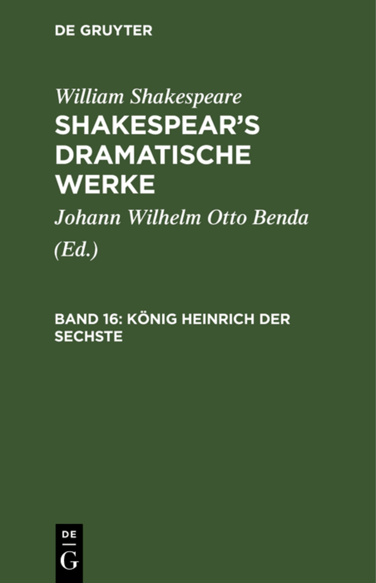Cover image for König Heinrich der Sechste ISBN 9783111210773