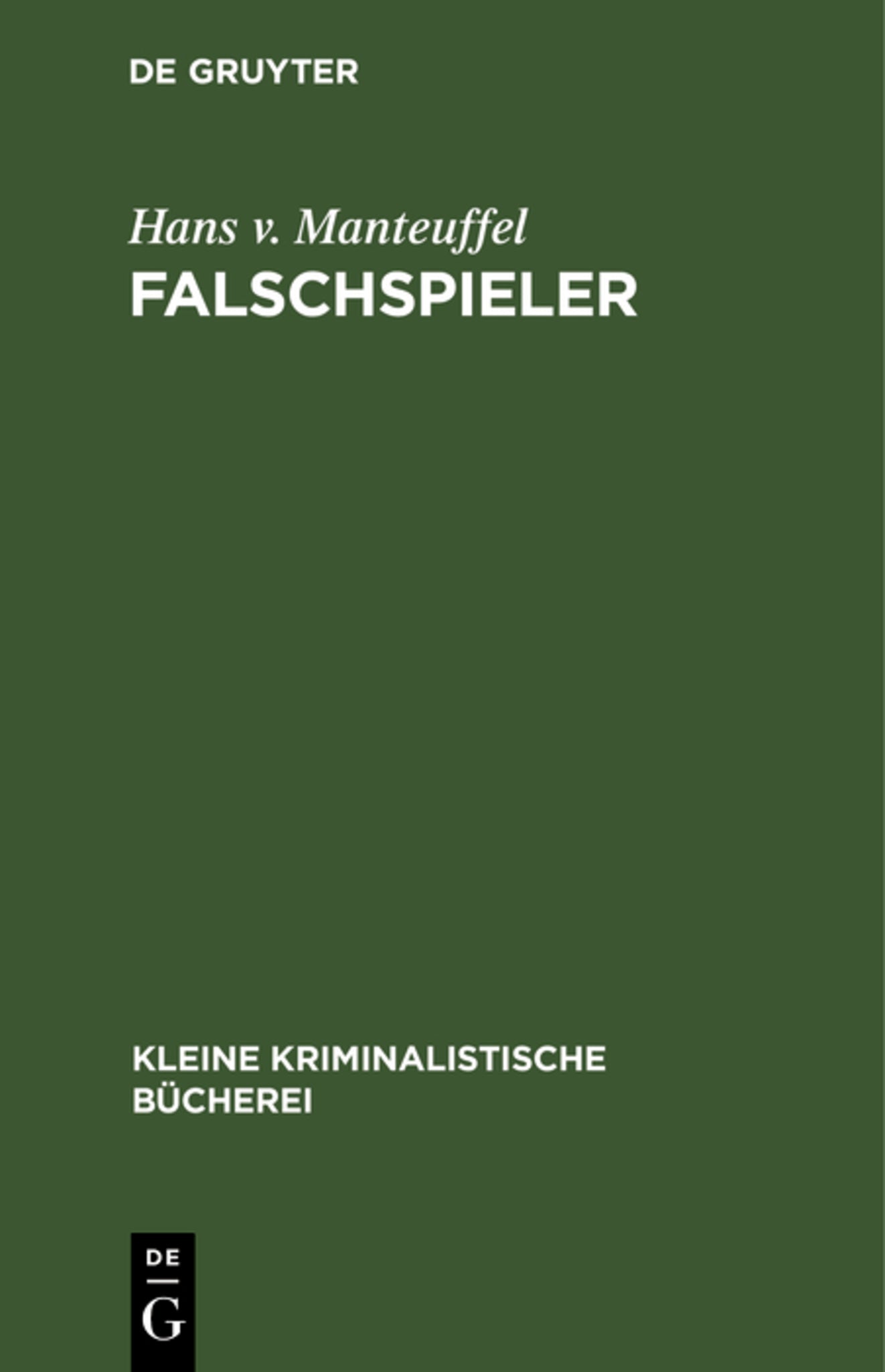 Cover image for Falschspieler ISBN 9783111212876