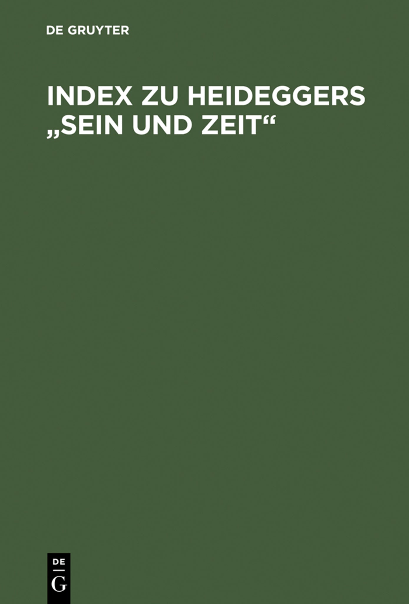Cover image for Index zu Heideggers "Sein und Zeit" ISBN 9783111212890