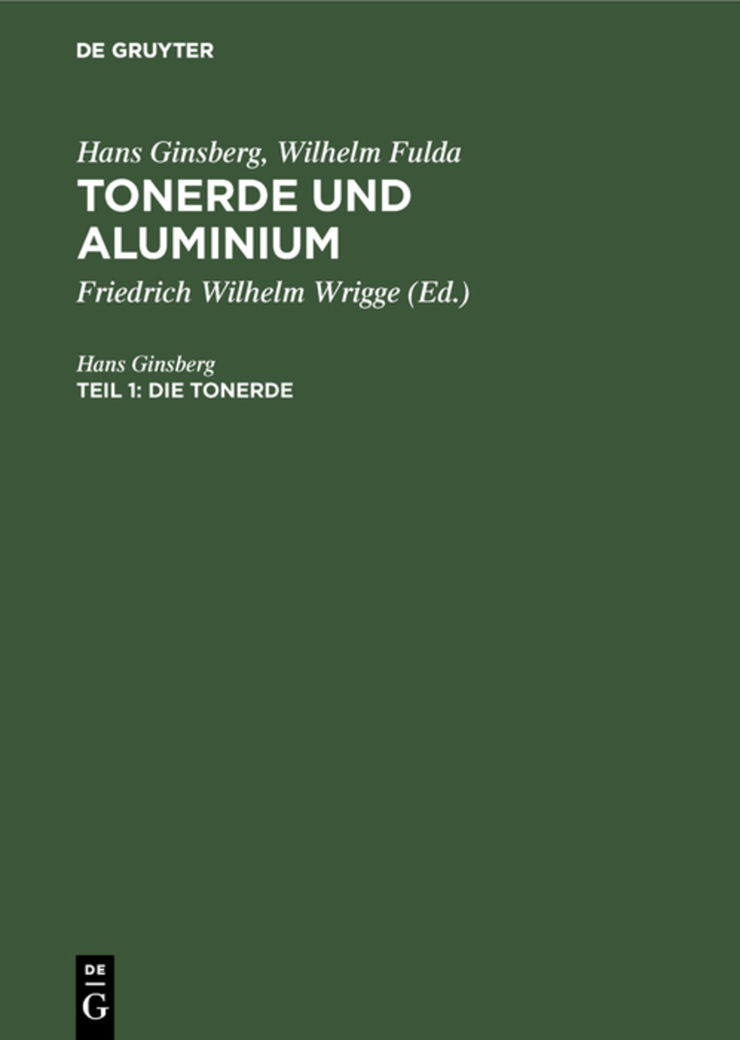 Cover image for Die Tonerde ISBN 9783111213194