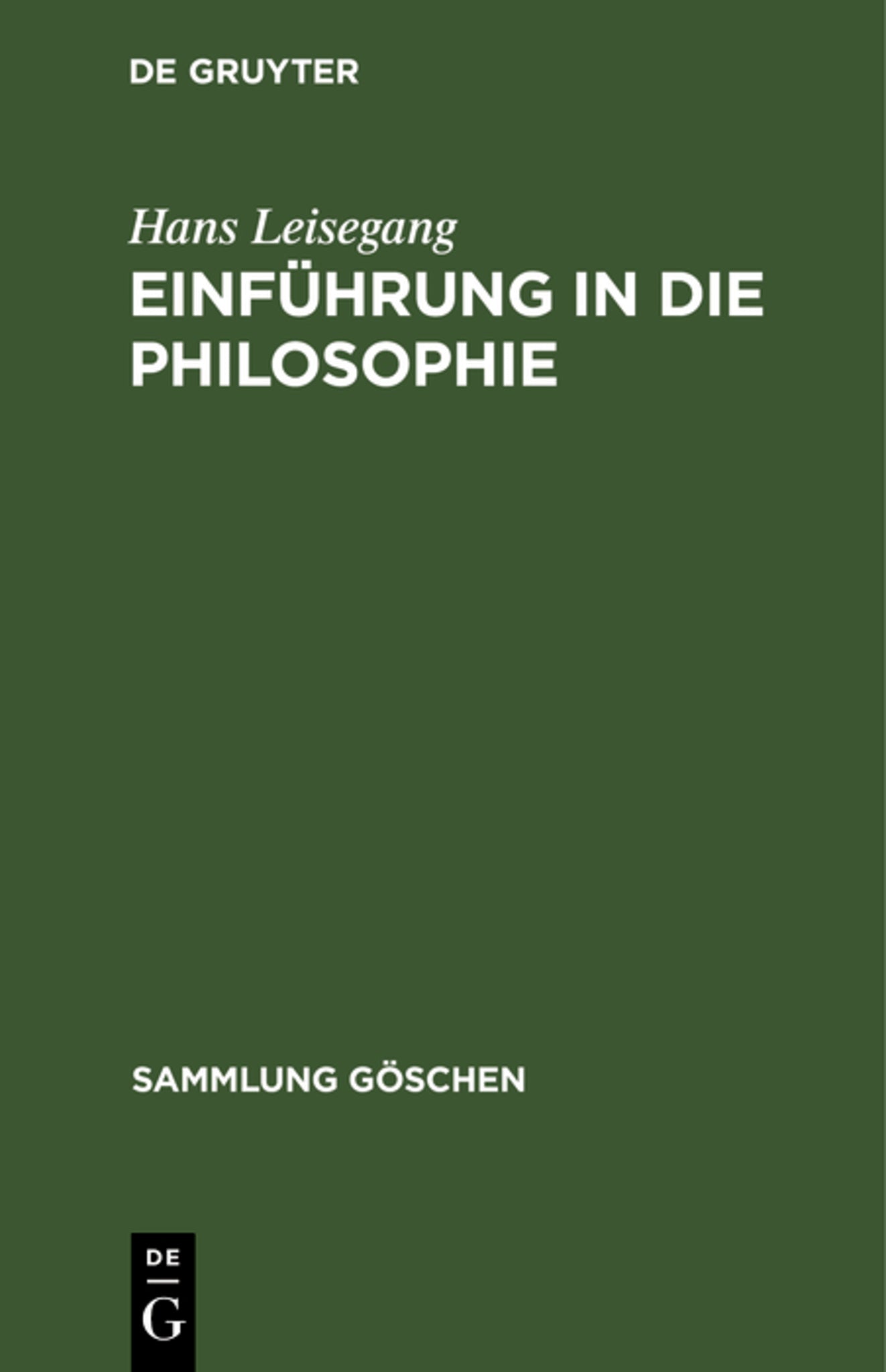 Cover image for Einführung in die Philosophie ISBN 9783111213606
