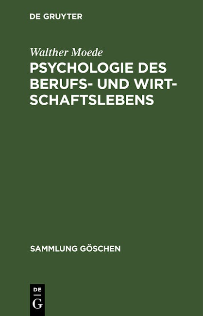 Psychologie des Berufs- und Wirtschaftslebens