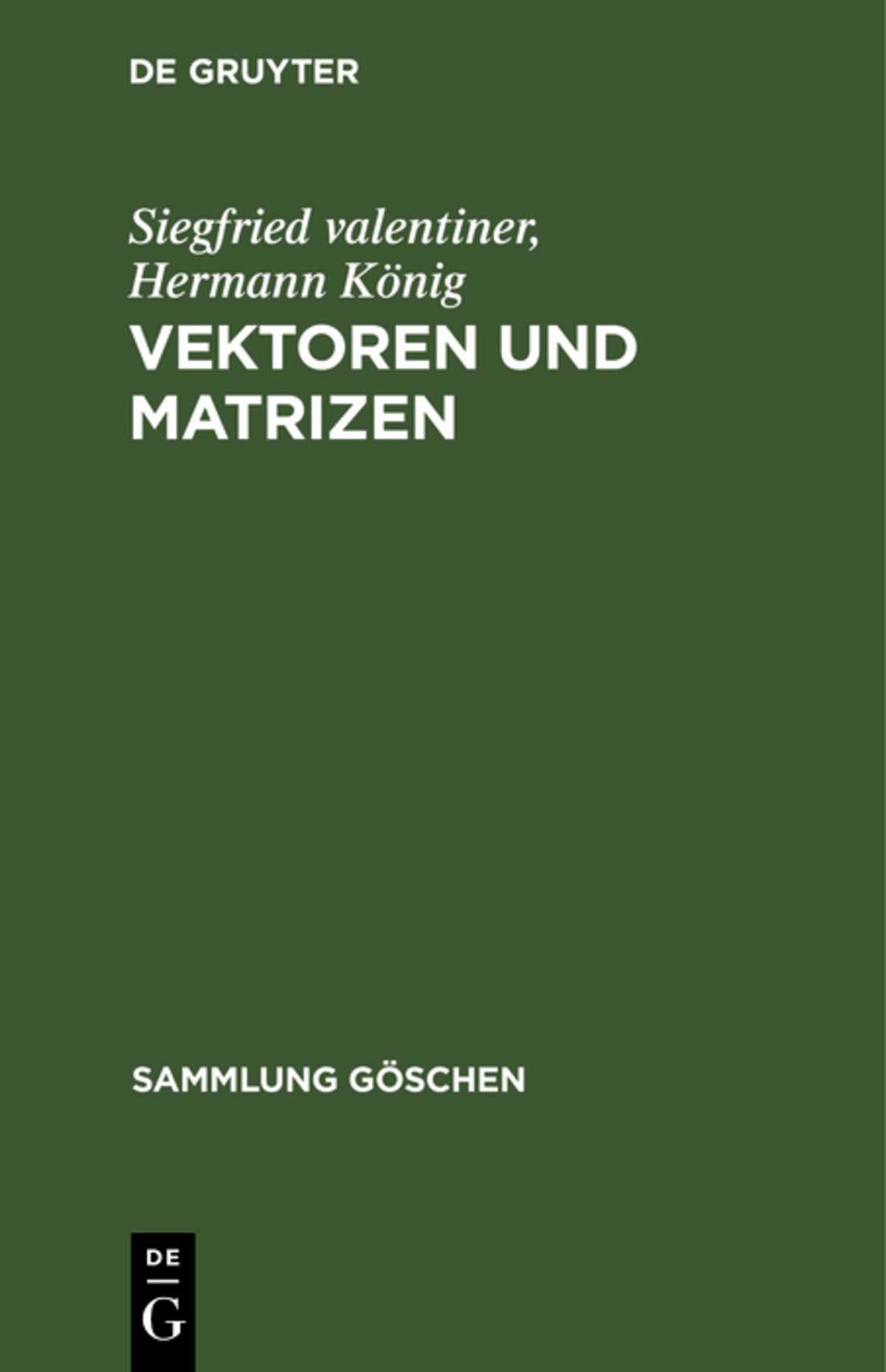 Cover image for Vektoren und Matrizen ISBN 9783111213675