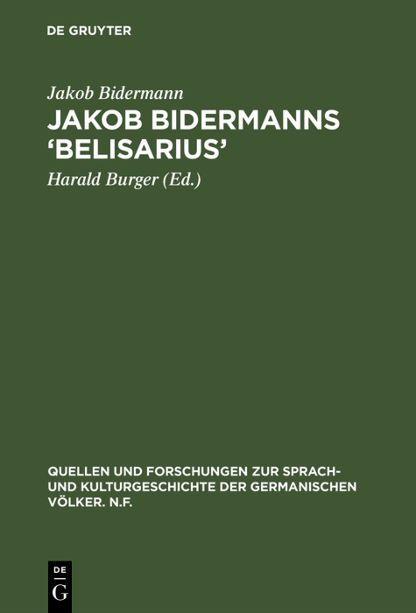 Cover image for Jakob Bidermanns ‘Belisarius’ ISBN 9783111214184