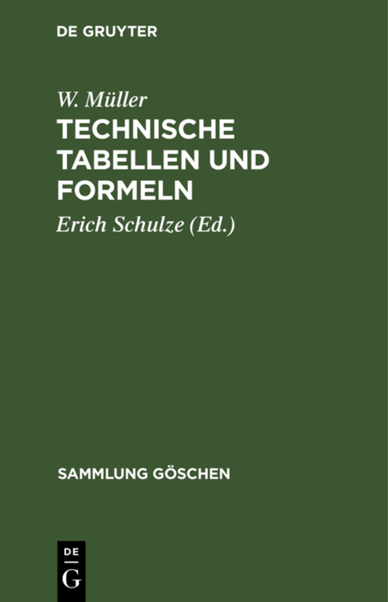 Cover image for Technische Tabellen und Formeln ISBN 9783111214917