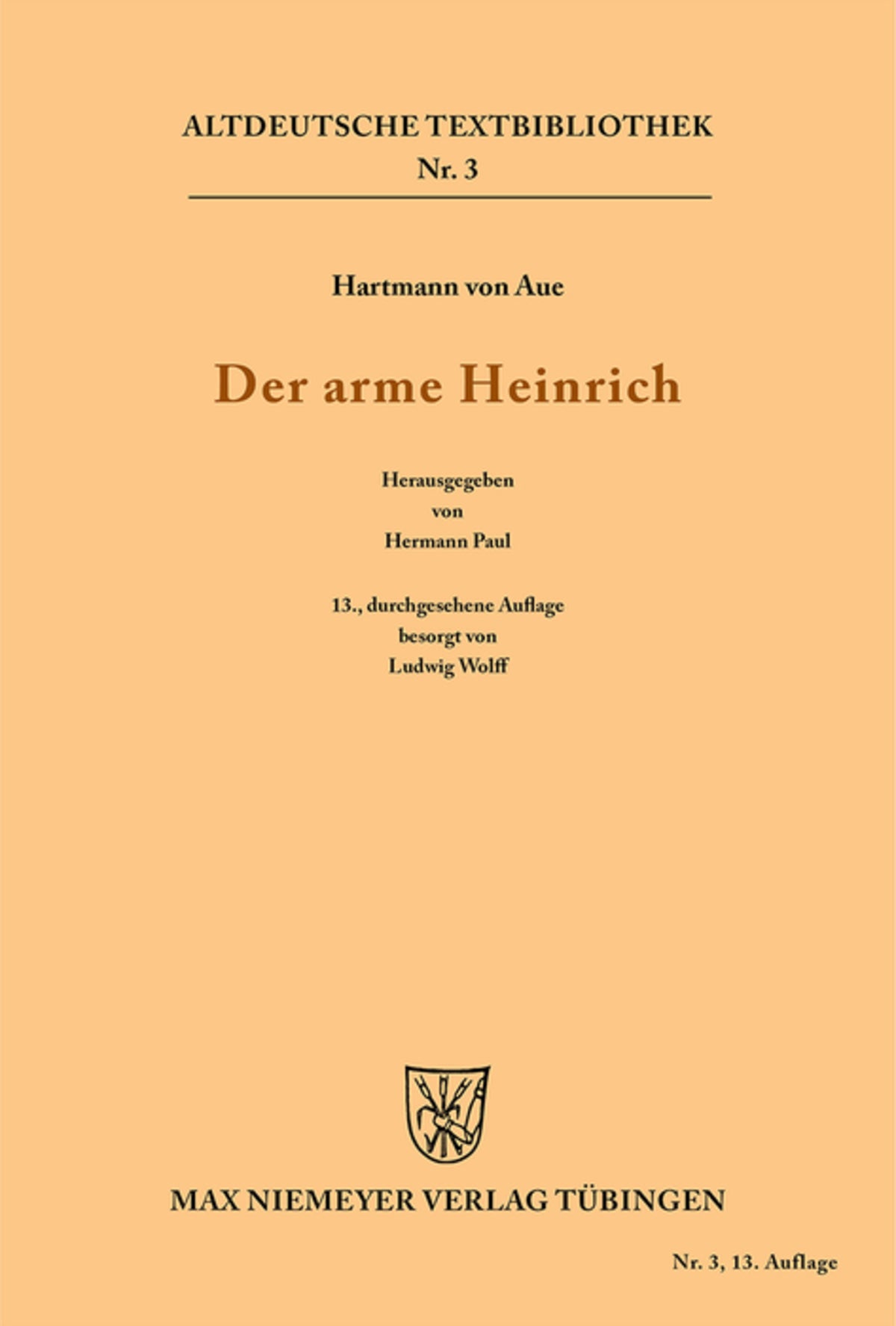 Cover image for Der arme Heinrich ISBN 9783111215303
