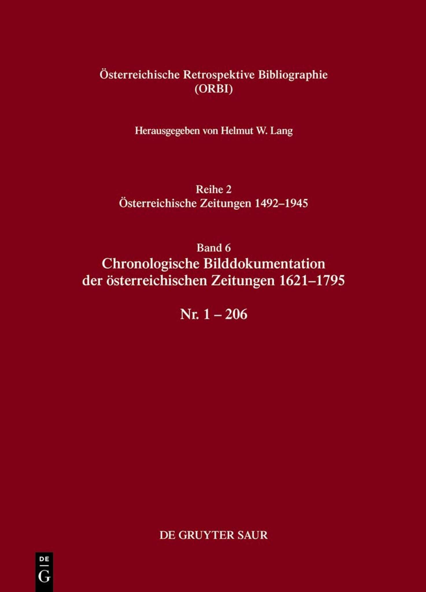 Cover image for Chronologische Bilddokumentation der österreichischen Zeitungen 1621–1795 ISBN 9783111215914