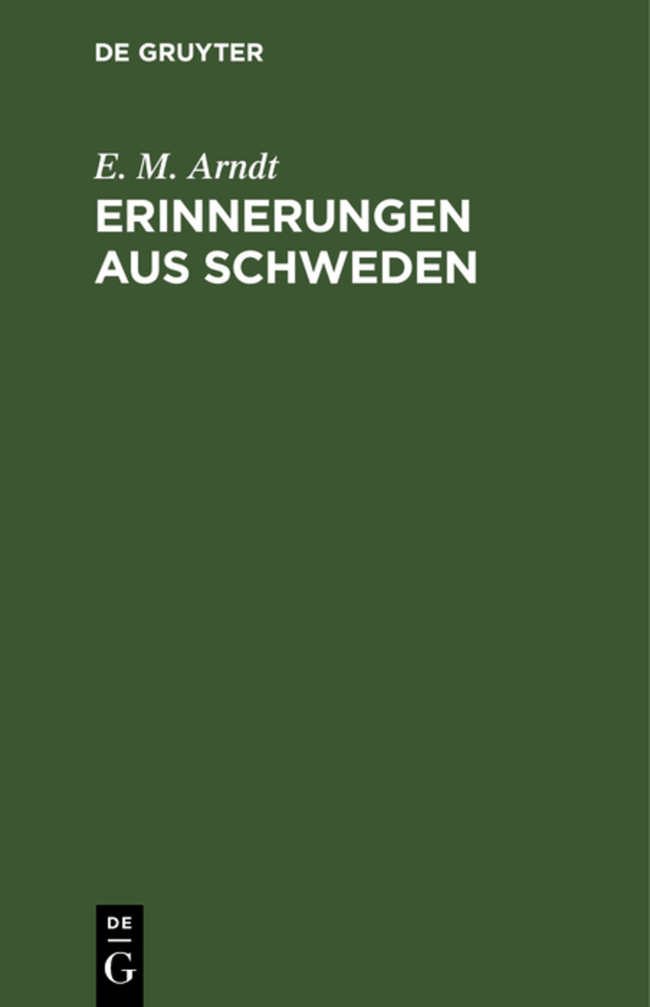 Cover image for Erinnerungen aus Schweden ISBN 9783111216867
