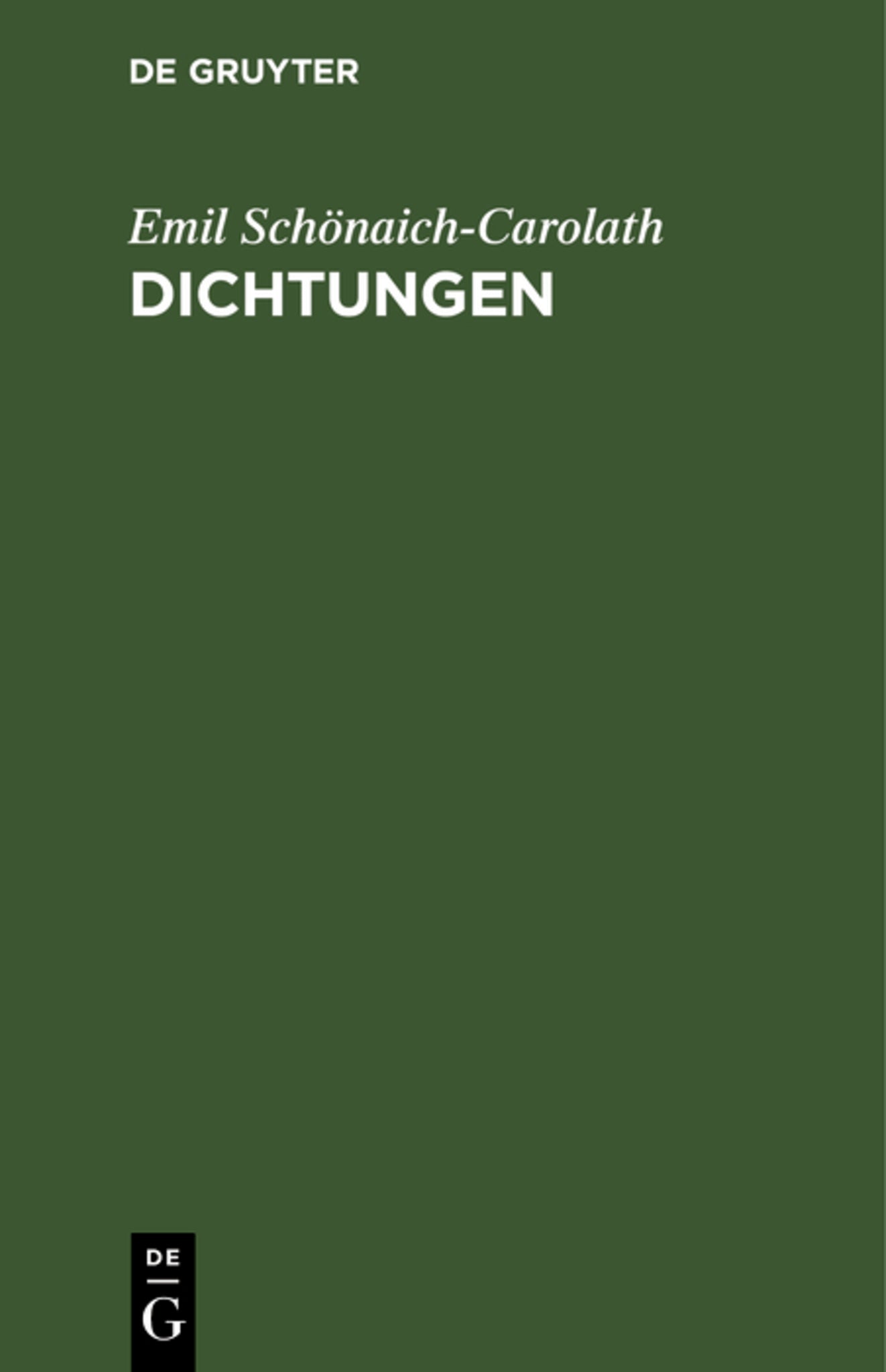 Cover image for Dichtungen ISBN 9783111222271