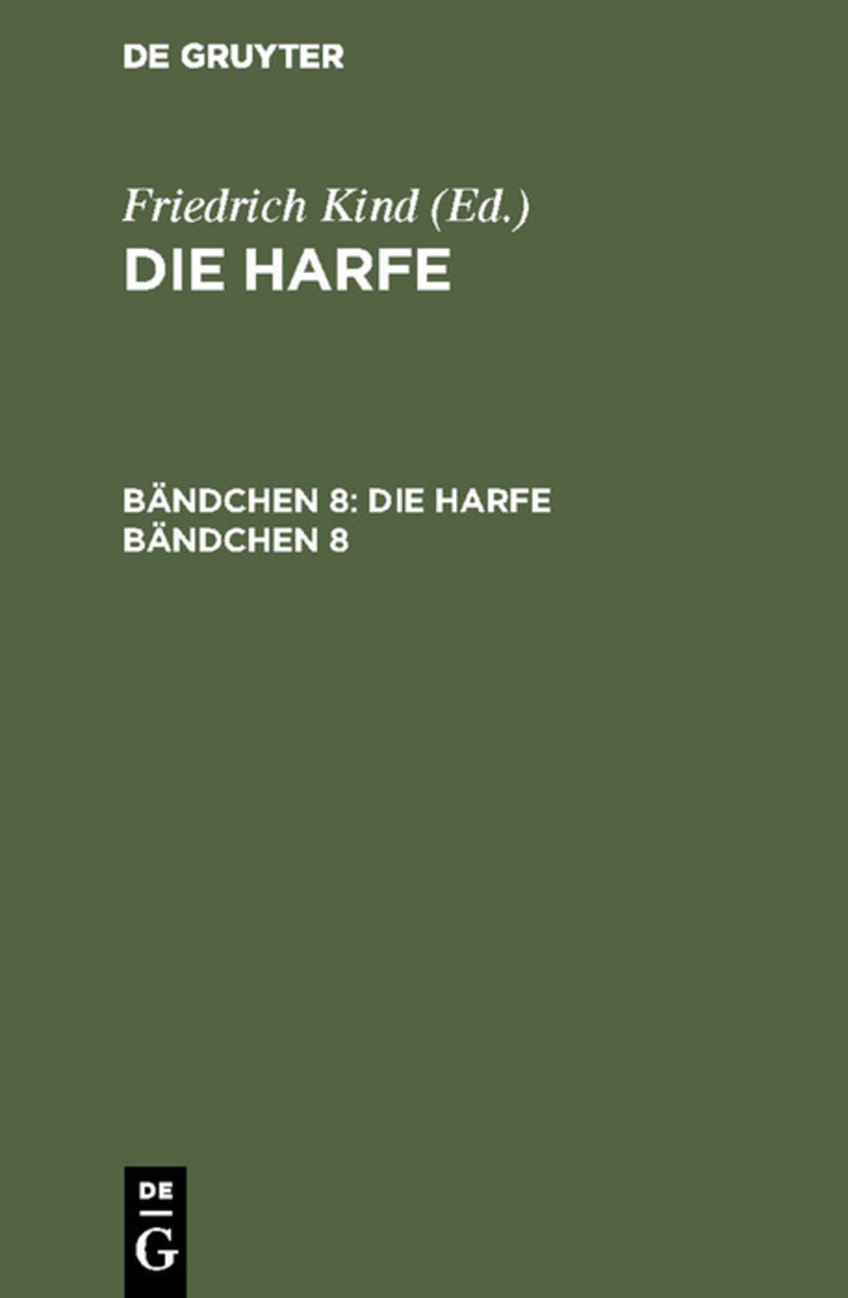 Cover image for Die Harfe. Bändchen 8 ISBN 9783111223629