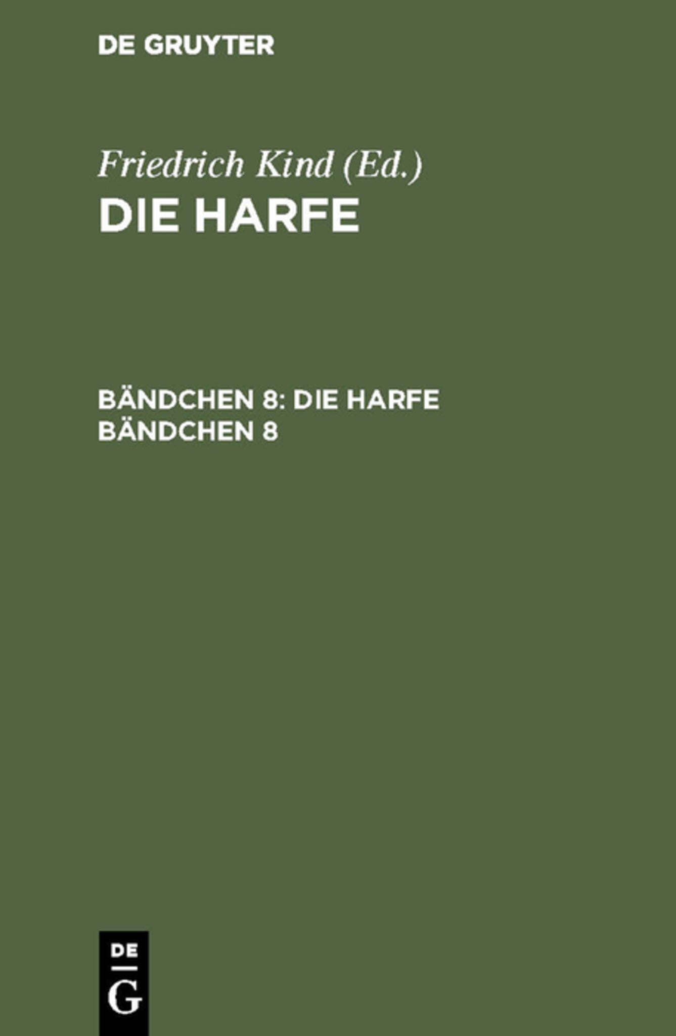 Cover image for Die Harfe. Bändchen 8 ISBN 9783111223629