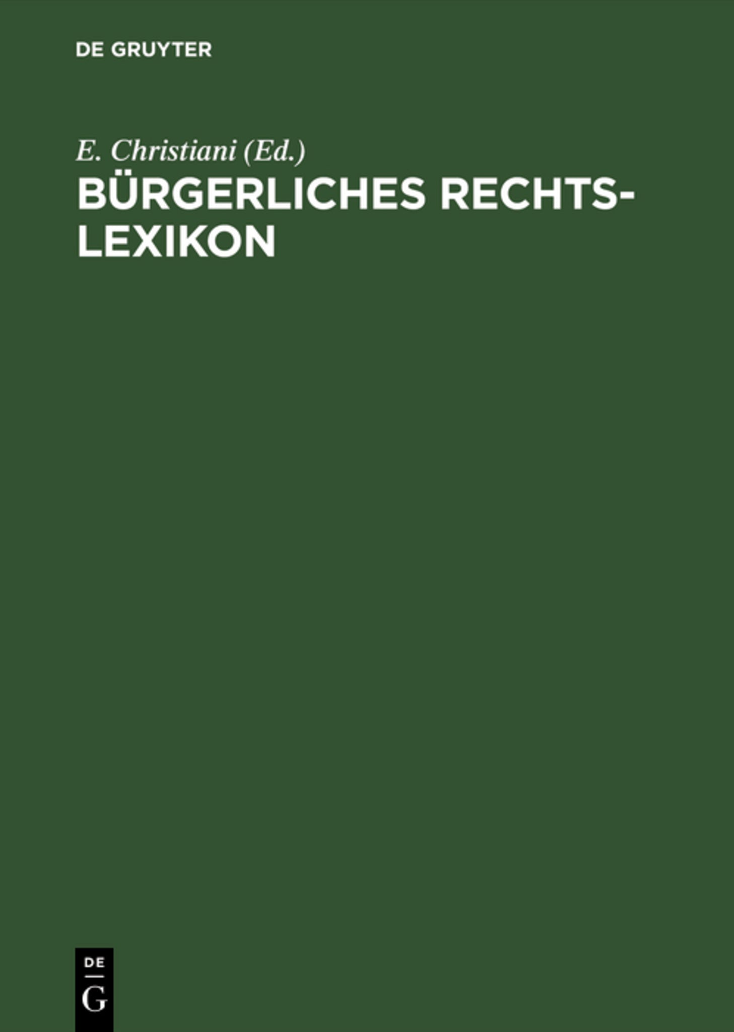 Cover image for Bürgerliches Rechts-Lexikon ISBN 9783111225074