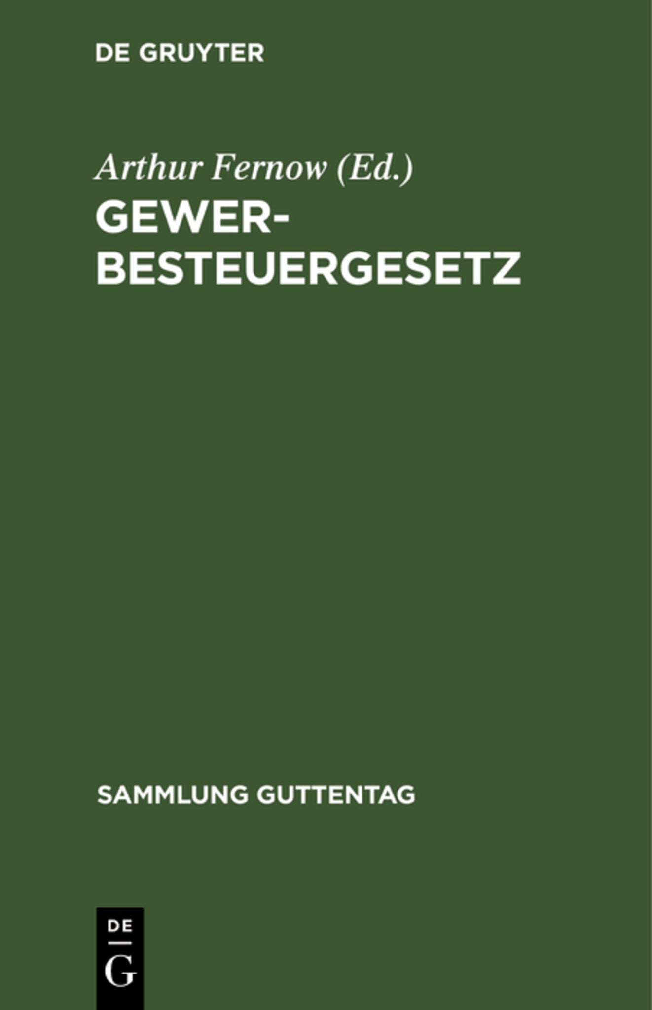 Cover image for Gewerbesteuergesetz ISBN 9783111226262