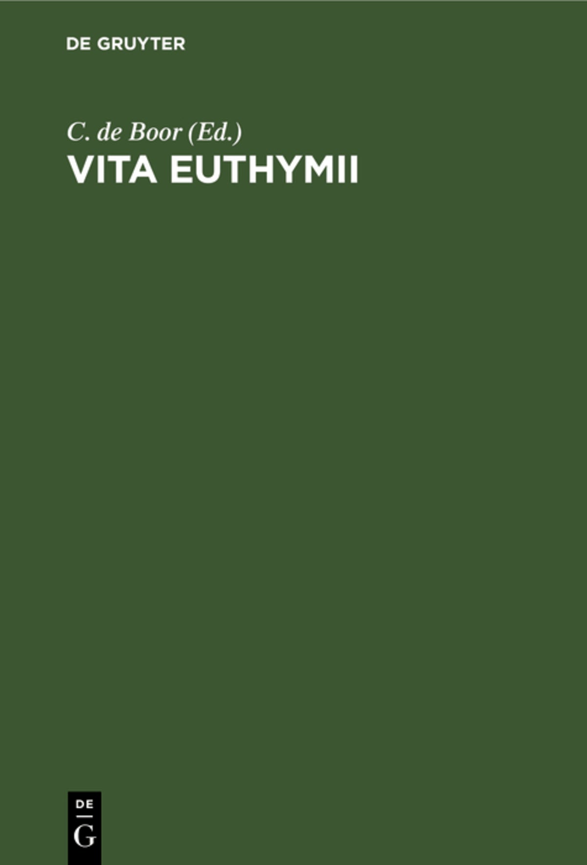 Cover image for Vita Euthymii ISBN 9783111228792